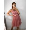 Šaty elegantní společenské na ramínka dámské (S/M ONE SIZE) ITALSKÁ MÓDA IMPSH23C612/DU (Velikost S/M/L, Barva růžová starorůžová)