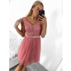 Šaty elegantní společenské na ramínka dámské (S/M ONE SIZE) ITALSKÁ MÓDA IMPSH23C612/DU (Velikost S/M/L, Barva růžová starorůžová)