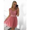 Šaty elegantní společenské na ramínka dámské (S/M ONE SIZE) ITALSKÁ MÓDA IMPSH23C612/DU (Velikost S/M/L, Barva růžová starorůžová)