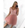 Šaty elegantní společenské na ramínka dámské (S/M ONE SIZE) ITALSKÁ MÓDA IMPSH23C612/DU (Velikost S/M/L, Barva růžová starorůžová)