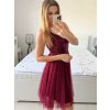 Šaty elegantní společenské na ramínka dámské (S/M ONE SIZE) ITALSKÁ MÓDA IMPSH23C612/DU (Velikost S/M/L, Barva růžová starorůžová)