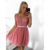 Šaty elegantní společenské na ramínka dámské (S/M ONE SIZE) ITALSKÁ MÓDA IMPSH23C612/DU (Velikost S/M/L, Barva růžová starorůžová)