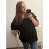 Tunika šifonová oversize krátký rukáv dámská nadrozměr (2XL/3XL/4XL ONE SIZE) ITALSKá MóDA IM323MIA/DU (Velikost 2XL/3XL, Barva Černá)