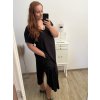 Šaty volnočasové bavlněné krátký rukáv oversize dámské (2XL/3XL/4XL/5XL ONE SIZE) ITALSKÁ MÓDA IM423GIRA/DR (Velikost 3XL/4XL, Barva Černá)