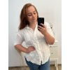 Košile lněná   3/4 rukáv dámská nadrozměr (XL/2XL ONE SIZE) ITALSKá MóDA IM723BAGGA/DR (Velikost XL/2XL, Barva bílá)