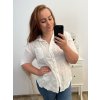 Košile lněná   3/4 rukáv dámská nadrozměr (XL/2XL ONE SIZE) ITALSKá MóDA IM723BAGGA/DR (Velikost XL/2XL, Barva bílá)