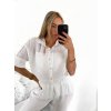 Košile lněná   3/4 rukáv dámská nadrozměr (XL/2XL ONE SIZE) ITALSKá MóDA IM723BAGGA/DR (Velikost XL/2XL, Barva bílá)