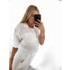 Košile lněná   3/4 rukáv dámská nadrozměr (XL/2XL ONE SIZE) ITALSKá MóDA IM723BAGGA/DR (Velikost XL/2XL, Barva bílá)