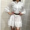 Košile prodloužená šaty s krajkou dlouhý rukáv dámské (S/M ONE SIZE) ITALSKÁ MÓDA IMM21011/DU (Velikost S/M/L, Barva bílá)