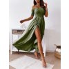 Šaty carmen dlouhé letní přes ramena dámské (S/M ONE SIZE) ITALSKÁ MÓDA IMM23M5350/DU (Velikost S/M/L, Barva hnědá)