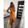Šaty carmen dlouhé letní přes ramena dámské (S/M ONE SIZE) ITALSKÁ MÓDA IMM23M5350/DU (Velikost S/M/L, Barva hnědá)