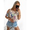 Tunika letní icecool krátký rukáv dámská (S/M ONE SIZE) ITALSKÁ MÓDA IMM23M2929/DU (Velikost S/M/L, Barva béžová)