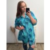 Prodloužená Košile 3/4 rukáv nadrozměr dámské (2XL/3XL ONE SIZE) ITALSKÁ MÓDA IM523FLOWER/DU (Velikost 2XL/3XL, Barva bílá)