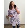 Prodloužená Košile 3/4 rukáv nadrozměr dámské (2XL/3XL ONE SIZE) ITALSKÁ MÓDA IM523FLOWER/DU (Velikost 2XL/3XL, Barva bílá)