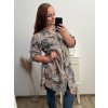 Prodloužená Košile 3/4 rukáv nadrozměr dámské (2XL/3XL ONE SIZE) ITALSKÁ MÓDA IM523FLOWER/DU (Velikost 2XL/3XL, Barva bílá)