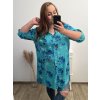 Prodloužená Košile 3/4 rukáv nadrozměr dámské (2XL/3XL ONE SIZE) ITALSKÁ MÓDA IM523FLOWER/DU (Velikost 2XL/3XL, Barva bílá)