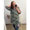 Prodloužená Košile 3/4 rukáv nadrozměr dámské (2XL/3XL ONE SIZE) ITALSKÁ MÓDA IM523FLOWER/DU (Velikost 2XL/3XL, Barva bílá)