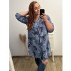 Prodloužená Košile 3/4 rukáv nadrozměr dámské (2XL/3XL ONE SIZE) ITALSKÁ MÓDA IM523FLOWER/DU (Velikost 2XL/3XL, Barva bílá)