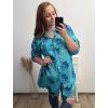 Prodloužená Košile 3/4 rukáv nadrozměr dámské (2XL/3XL ONE SIZE) ITALSKÁ MÓDA IM523FLOWER/DU (Velikost 2XL/3XL, Barva bílá)
