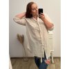 Prodloužená Košile 3/4 rukáv nadrozměr dámské (2XL/3XL ONE SIZE) ITALSKÁ MÓDA IM523MINDY/DU (Velikost 2XL/3XL, Barva béžová)