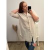 Prodloužená Košile 3/4 rukáv nadrozměr dámské (2XL/3XL ONE SIZE) ITALSKÁ MÓDA IM523MINDY/DU (Velikost 2XL/3XL, Barva béžová)