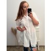 Prodloužená Košile 3/4 rukáv nadrozměr dámské (2XL/3XL ONE SIZE) ITALSKÁ MÓDA IM523MINDY/DU (Velikost 2XL/3XL, Barva béžová)