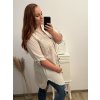 Prodloužená Košile 3/4 rukáv nadrozměr dámské (2XL/3XL ONE SIZE) ITALSKÁ MÓDA IM523MINDY/DU (Velikost 2XL/3XL, Barva béžová)