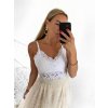 Top croptop krajkový na ramínka dámský (S/M ONE SIZE) ITALSKÁ MÓDA IMPMD231041a/DU (Velikost S/M/L, Barva béžová)