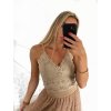 Top croptop krajkový na ramínka dámský (S/M ONE SIZE) ITALSKÁ MÓDA IMPMD231041a/DU (Velikost S/M/L, Barva béžová)
