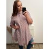 Prodloužená Košile 3/4 rukáv nadrozměr dámské (2XL/3XL ONE SIZE) ITALSKÁ MÓDA IM523STRIP/DR (Velikost 2XL/3XL, Barva fialová)