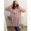 Prodloužená Košile 3/4 rukáv nadrozměr dámské (2XL/3XL ONE SIZE) ITALSKÁ MÓDA IM523STRIP/DR (Velikost 2XL/3XL, Barva fialová)