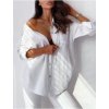 Košile mušelinová dlouhý rukáv dámská (L/XL/2XL ONE SIZE) ITALSKÁ MÓDA IMWG23MUSE/DR (Velikost XL/2XL, Barva bílá)