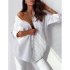 Košile mušelinová dlouhý rukáv dámská (L/XL/2XL ONE SIZE) ITALSKÁ MÓDA IMWG23MUSE/DR (Velikost XL/2XL, Barva bílá)