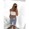 Kraťasy šortky letní strečové dámské proužek (S/M/L ONE SIZE) ITALSKÁ MODA IM723002/DR (Velikost M/L, Barva modrá)