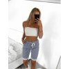 Kraťasy šortky letní strečové dámské proužek (S/M/L ONE SIZE) ITALSKÁ MODA IM723002/DR (Velikost M/L, Barva modrá)
