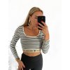 Top croptop dlouhý rukáv dámský proužek (S/M ONE SIZE) ITALSKÁ MÓDA IMPMD2327358/DU (Velikost S/M/L, Barva bílá)