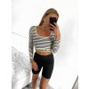 Top croptop dlouhý rukáv dámský proužek (S/M ONE SIZE) ITALSKÁ MÓDA IMPMD2327358/DU (Velikost S/M/L, Barva bílá)