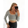 Top croptop dlouhý rukáv dámský proužek (S/M ONE SIZE) ITALSKÁ MÓDA IMPMD2327358/DU