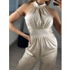 Overal dlouhý elegantní bez rukávu dámský (S/M ONE SIZE) ITALSKÁ MÓDA IMPGM23148/DU (Velikost S/M/L, Barva béžová)