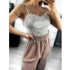 Croptop krajkový na ramínka dámský (S/M ONE SIZE) ITALSKá MóDA IM3232611/DU (Velikost S/M/L, Barva béžová)