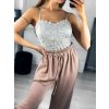 Croptop krajkový na ramínka dámský (S/M ONE SIZE) ITALSKá MóDA IM3232611/DU (Velikost S/M/L, Barva béžová)