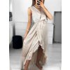 Šaty dlouhé společenské saténové bez rukávu dámské (S/M ONE SIZE) ITALSKÁ MÓDA IMPMD233869/DU (Velikost S/M/L, Barva béžová)