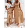 Šaty alá sukně dlouhé letní bez rukávu dámské (S/M ONE SIZE) ITALSKÁ MÓDA IMD23342/DUR (Velikost S/M/L, Barva béžová)