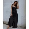 Šaty dlouhé letní žabičkované na ramínka dámské (S/M ONE SIZE) ITALSKÁ MÓDA IMD22478/DUR (Velikost S/M/L, Barva zelená khaki)