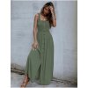 Šaty dlouhé letní žabičkované na ramínka dámské (S/M ONE SIZE) ITALSKÁ MÓDA IMD22478/DUR (Velikost S/M/L, Barva zelená khaki)