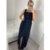 Šaty dlouhé letní žabičkované na ramínka dámské (S/M ONE SIZE) ITALSKÁ MÓDA IMD22478/DUR (Velikost S/M/L, Barva zelená khaki)