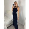 Šaty dlouhé letní žabičkované na ramínka dámské (S/M ONE SIZE) ITALSKÁ MÓDA IMD22478/DUR (Velikost S/M/L, Barva zelená khaki)