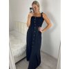 Šaty dlouhé letní žabičkované na ramínka dámské (S/M ONE SIZE) ITALSKÁ MÓDA IMD22478/DUR (Velikost S/M/L, Barva zelená khaki)
