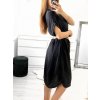 Šaty letní s páskem krátký rukáv dámské (S/M/L/XL ONE SIZE) ITALSKÁ MÓDA IMD23438/DUR (Velikost M/L, Barva modrá petrolejová)