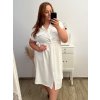 Šaty košilové krátký rukáv dámské (S/M/L/XL ONE SIZE) ITALSKÁ MÓDA IM423KLASA/DUR (Velikost L/XL, Barva béžová)